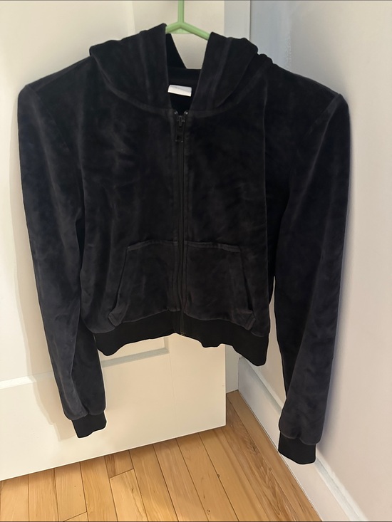 TNA Tops - TNA Black Velvet Hooded Zip hoodie